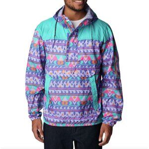 NEW Columbia Mens XXL Challenger Windbreaker Multicolor Geometric Pullover Hood
